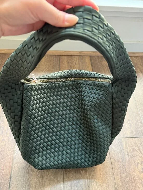 Anthropologie Woven Shoulder Handbag - Dark Green - Picture 3 of 5